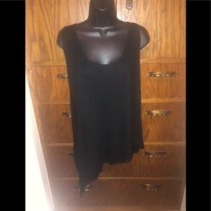 Asymmetrical sleeveless black top